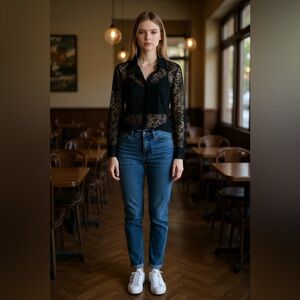 NWT Evereve Black Lace Top